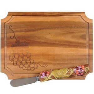 Wooden Grapes Charcuterie Tray with Colorful Grape Spreader